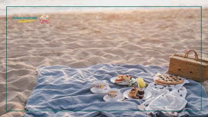 picnic on the beach. toddler beach essentials