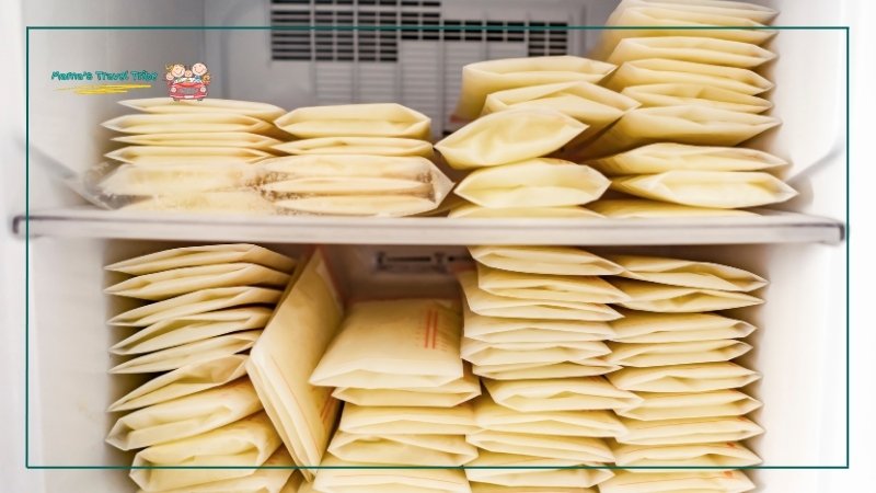 pre-frozen breast milk in freezer. packets of breast milk in freezer. how to keep breast milk frozen while traveling