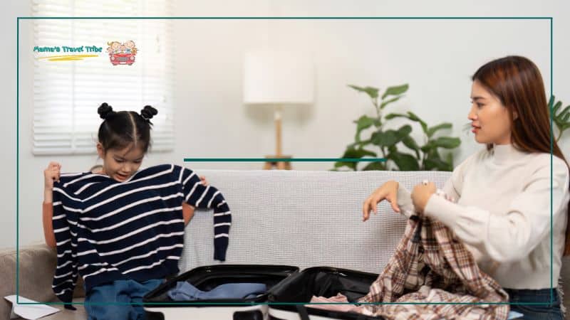 packing tips that prevent tantrums (yours and hers), mama and baby girl packing for trip, mother daughter trip packing