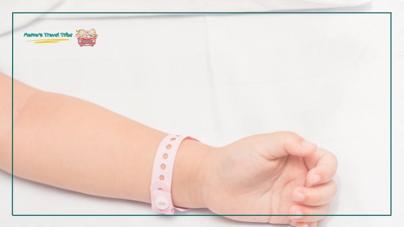 How to Hike with a Toddler, baby ID bracelet. picture of a child wearing an ID bracelet, 