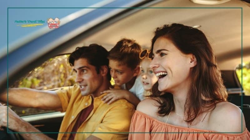 parents with children road trip. family smiling. The Ultimate Family Travel Packing List for Babies, Toddlers, and Preschoolers